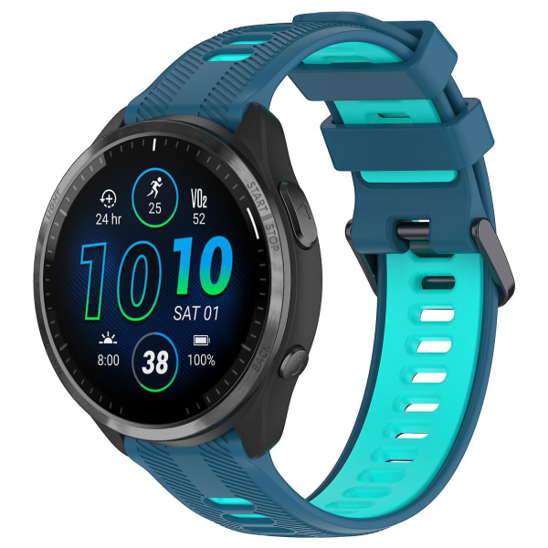22mm Twill Tofarget Håndleddsrem Silikon Klokkereim For Garmin Forerunner 965/955/945/935/745 Blue Teal Green
