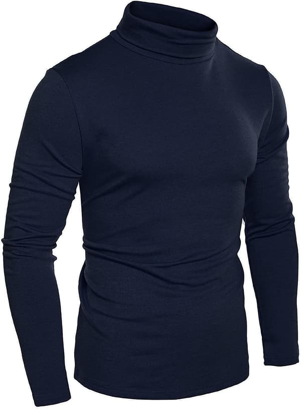 Slim Fit Turtleneck-gensere for menn, Basic Roll Neck strikket ensfarget genser Navy blue