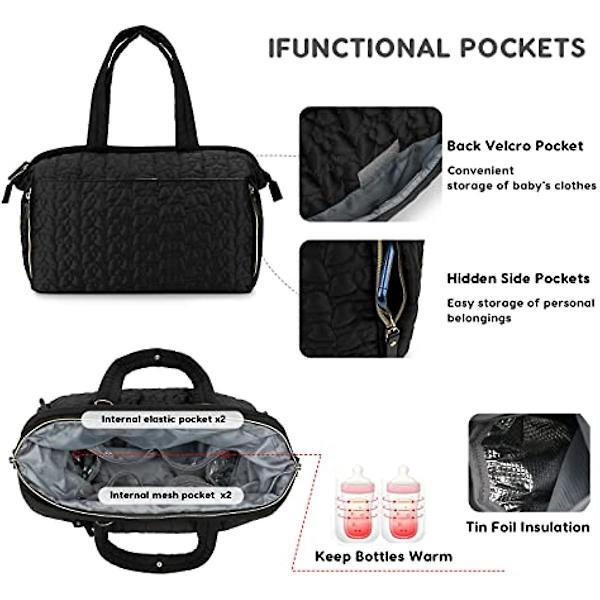 Multi-fickor Baby Blöjväsk Väska Stylish Stor Kapacitet Multifunktionell Baby Changin grå