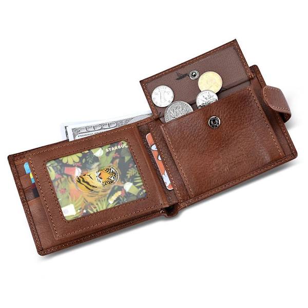 Hasp Design Läder Herr Kort Kontanter Hållare Kort Plånbok Dark Coffee
