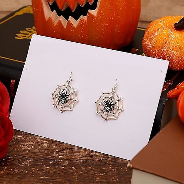 Halloween Edderkop Øreringe, Mode Edderkop Uhyggelige Spindelvævs øreringe Halloween Øreringe Smykker til Kvinder Edderkop Øreringe Dingle til Piger Kvinder