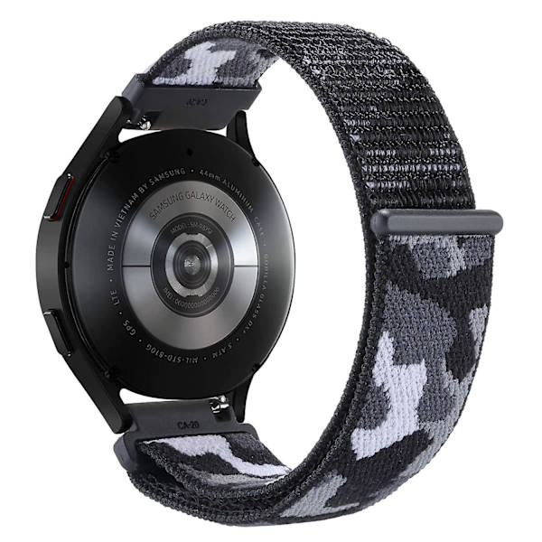 22mm kamouflage nylon justerbart klockarmband för Samsung Galaxy Watch 3 45mm/Huawei Watch GT3 Pro 46mm Black