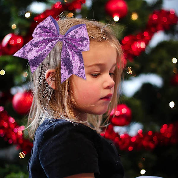 10 stk. 20 cm Glitter Cheer Sløyfer For Jenter Småbarn Tenåringer Seniorer Studenter Dark Purple