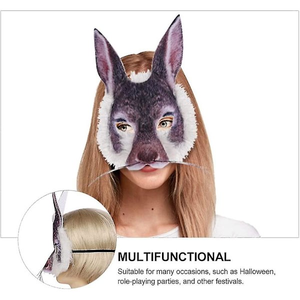 Halloween Kanin Maske Kanin Øre Ansigtsdækning Skjold Foto Rekvisit Til Halloween Maskerade