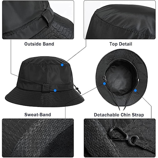 Vattentät Yetsye Bucket Hat för män och kvinnor för promenader, golf och safari - Regnhattar för damer Navy blue