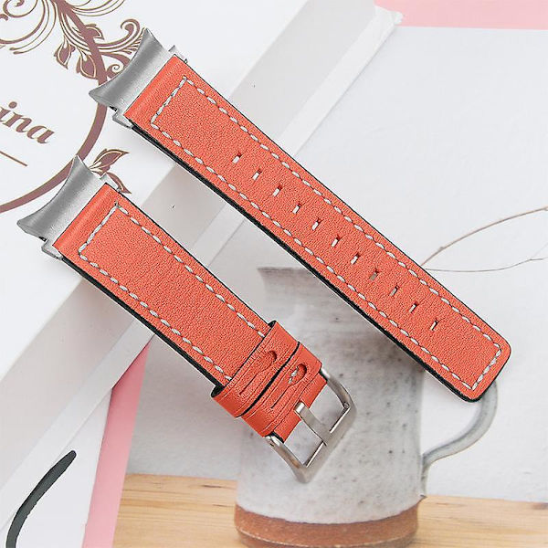 Justerbar udskiftningsurrem i læder til Samsung Galaxy Watch4 Classic 42/46mm/ Active 40/44mm Orange