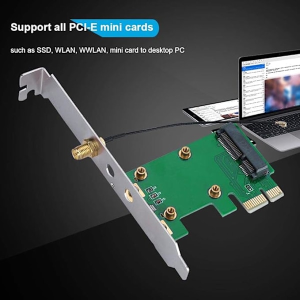 PCI Express til Mini PCI Express Kort Adapter Trådløst Nettverk Ethernet LAN Mini PCI-E Riser PC til Laptop Nettverkskort Adapter Konverter Antenne WiFi