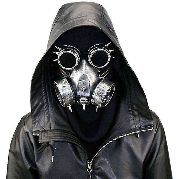 Retro Steampunk Gasmaske til Halloweenfest Cosplay Maskerade Kostumemaske Silver