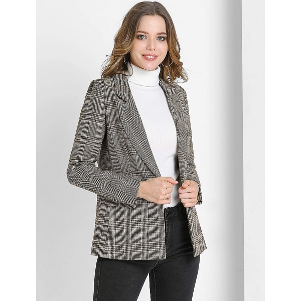 Dameternet Blazerjakke med hakket revers og én knap i houndstooth-mønster L