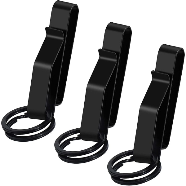 3-pack bältesnyckelhållare, nyckelhållare i rostfritt stål för bälte med avtagbar nyckelring, bältesnyckelklämma för polishandicuff/brandmyndigheter/lagsbekämpning