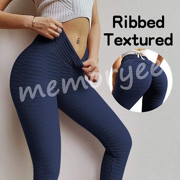 Honeycomb Vaffel Leggings til Kvinder med Rynkeeffekt, Butt Lift, Høj Talje, Chic Sport Tummy