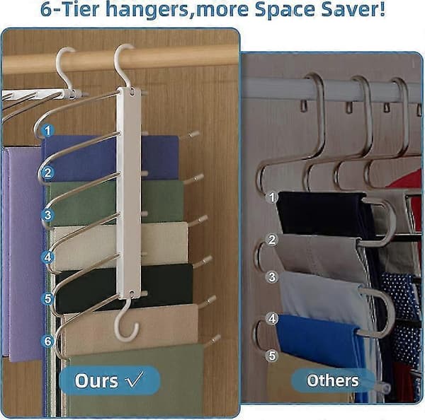 Buksehængere Pladsbesparende, 6-lags Multifunktionel Bukseholder 1pcs