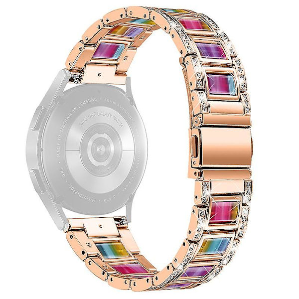 Urrem i rustfrit stål og resin til Huawei Watch GT 2 42mm/Watch 2/Honor MagicWatch 2 42mm Rose Gold  Colorful