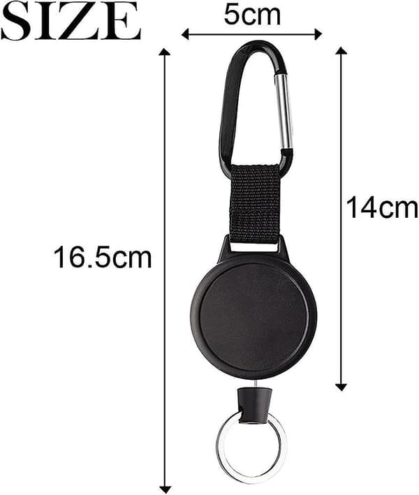 Kestävä Sisäänvedettävä Avaimenperä Black 2