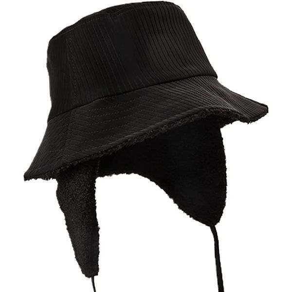 Vintervarm hinkmössa Polar fleece Vattentät Yetsye 1920-tals Vintage mössa Öronlappar Hals Black