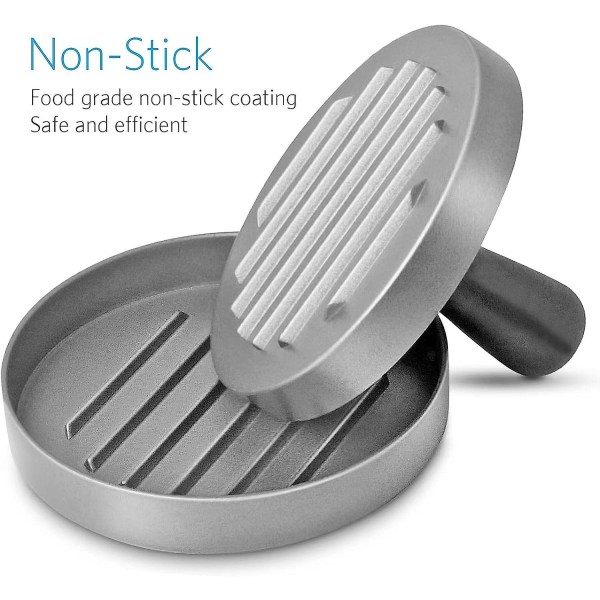 Matkvalitet Rostfritt Stål Burgerpress, Patty Press Med Abs-handtag, Non-stick Burgerpress, 11,5 cm, 50 Ark Patty-papper Ingår
