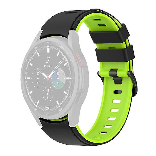 Kaksivärinen silikoniranneke Galaxy Watch4/5/6 40mm 44mm/Watch6 Classic 43mm 47mm/Watch 5 Pro 45mm Black Lime