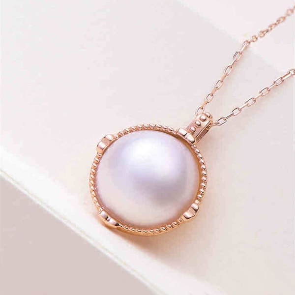 Handplockat Aaa sötvatten odlat enda pärla hänge halsband roséguld pläterat bröllopsgåva