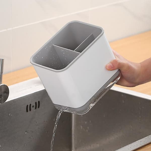 Rustfrit stål bestik tørrestativ bestikholder vask caddy bordplade organizer med opdelte rum,