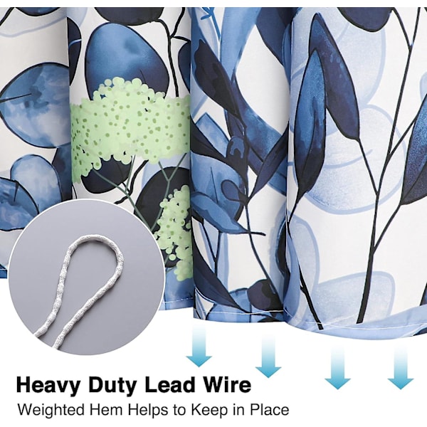 Bruseforhæng, Badeværelsesforhæng med 12 Kroge, Vandtæt Polyester Blue Eucalyptus