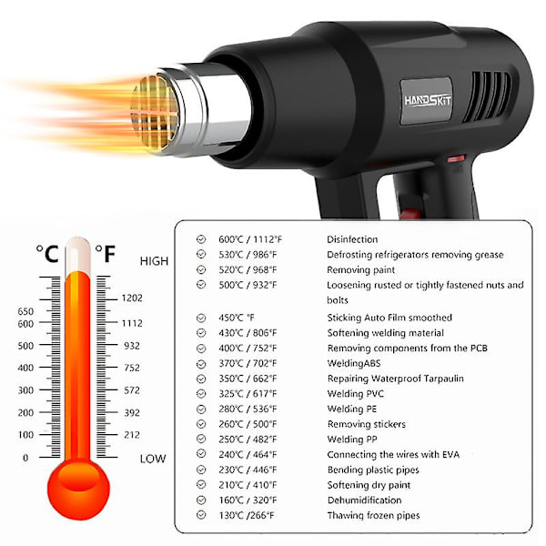 2000w Multi-speed Termostat Varmelegemer Konstant Temperatur Auto Film Bagepistol Industriel Varmepistol