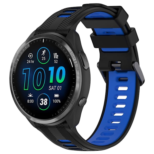 22mm Twill Tvåfärgat Armband i Silikon för Garmin Forerunner 965/955/945/935/745 Black Blue