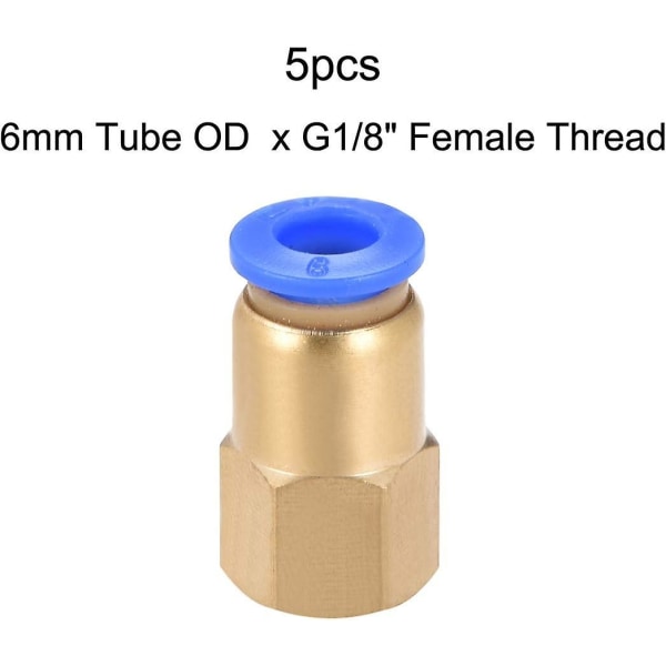 1/8 G Rak Gänga 6mm Tryck Pneumatisk Snabbkoppling 5st