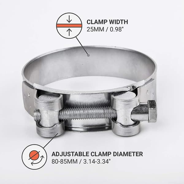 2-pack förstärkta klämmor för 80-85 mm galvaniserade stålrör