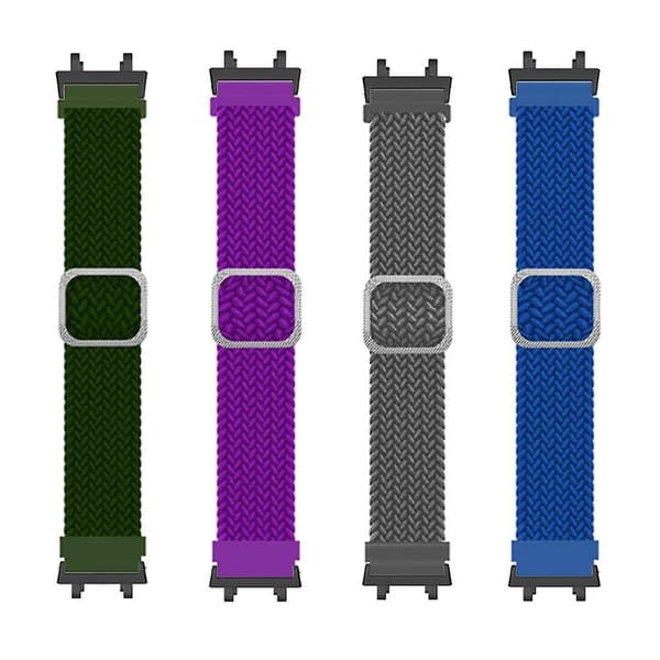 Nylonflätad justerbar öglespänne klockarmband för Huami Amazfit T-Rex 2 Black  White