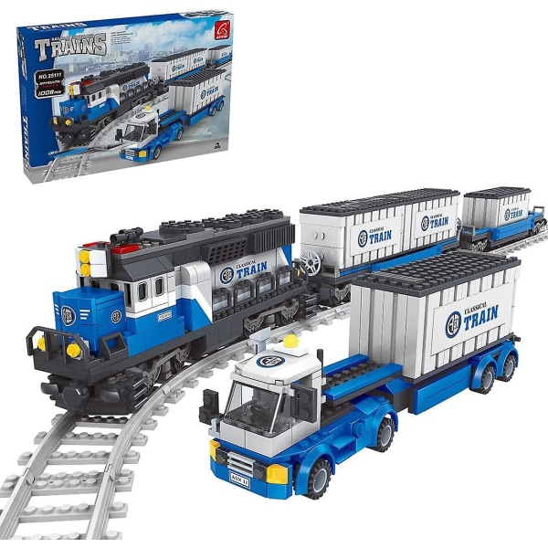 Technic Tåg Lokomotiv Byggsats, Moc Tåg Lokomotiv Modell Med Tågspår Scen, 1008st DIY Montering Byggklossar Tågsats
