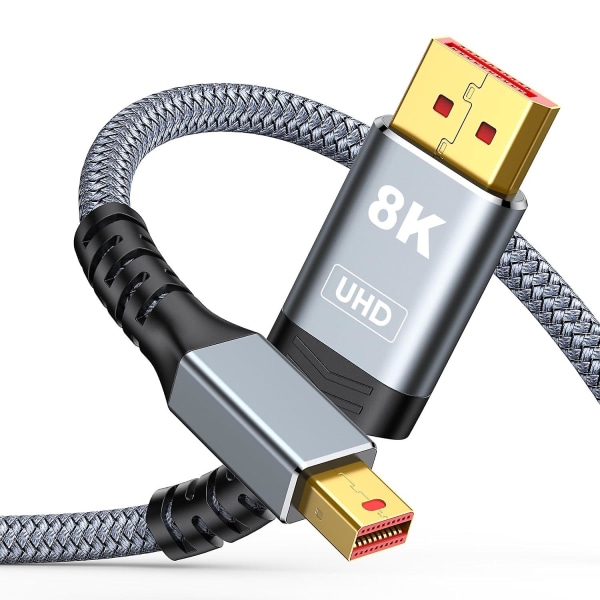Mini Dp - Dp 1.4 -kaapeli 2m 8k@60hz Nylonpunos - Thunderbolt Macbook -näyttö
