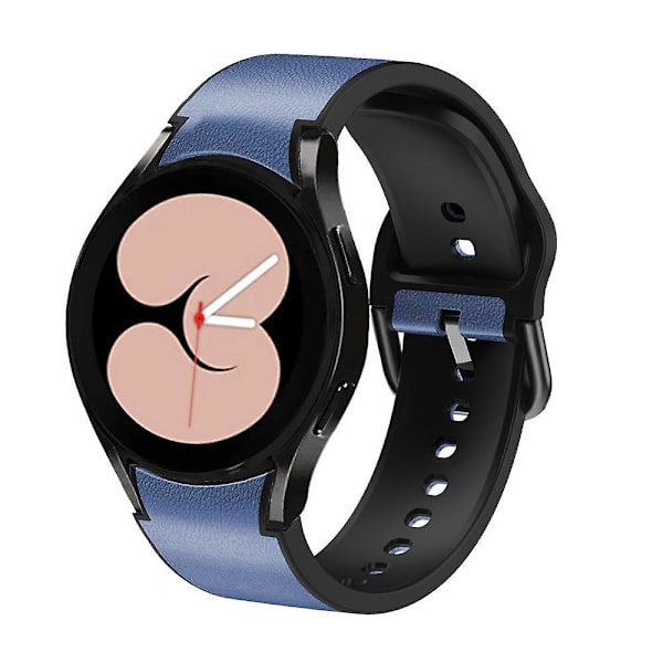 Samsung Galaxy Watch 4/5/6 40/44mm / 5 Pro 45mm Pikakiinnitteinen Pehmeä Nahkapäällysteinen Kellonranneke Dark Blue