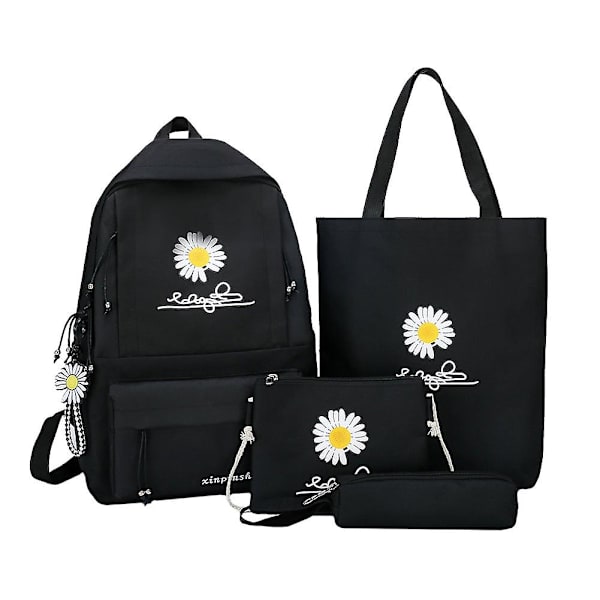4 st/set dam skolryggsäckar skolväska prästkrage canvas för tonåringar flickor student college bok väska pojkar portfölj väskor mochilas F pink