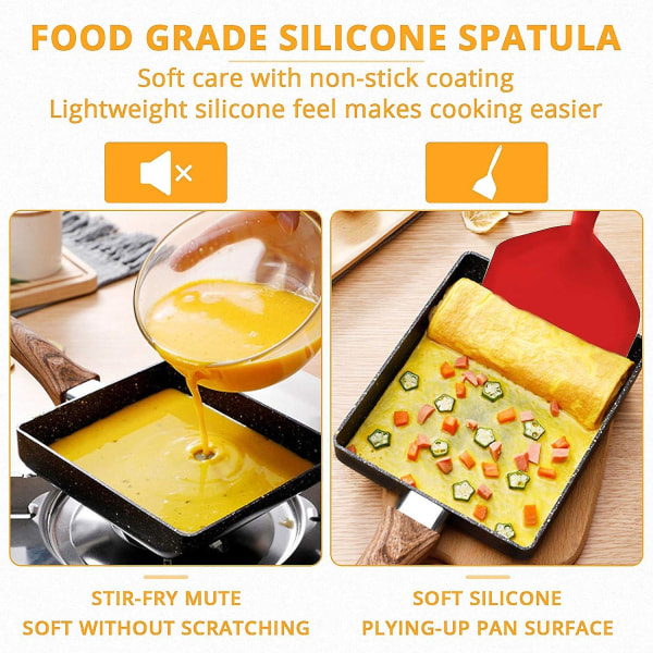 Silikone Spatel Pandekager Skovl Omelet Spatel Vender Til Æg Fisk Pandekage Pizza Og Bøf Bred Blød Pizza Skovl Non-stick Varmebestandig Køkken Red Large
