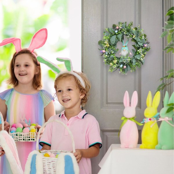 Beste Rabatt-kunstige påskekrans med farget egg og blandede kvister vårkrans til inngangsdør med påskepynt