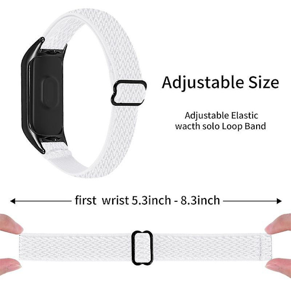 Strækbart nylon anti-ridse justerbar håndledsrem til Xiaomi Mi Band 3/4, med sort urramme White