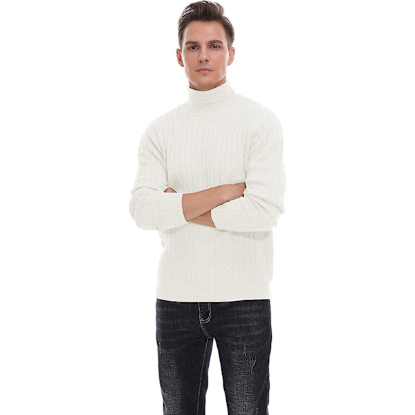 Herr Jumper Turtle Neck Toppar Twisted Knitted Pullover Vinter Slim Fit Långärmad Tröja