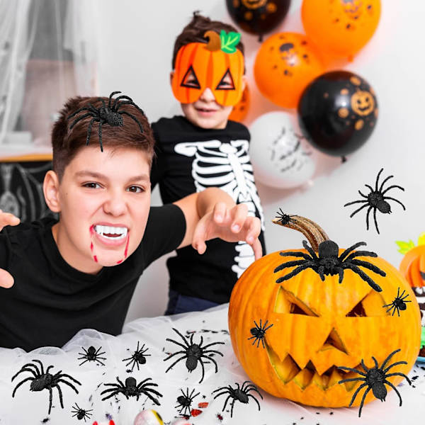 60 kpl Suuria Realistisia Muovihämähäkkejä Halloween Realistisia Muovihämähäkkileluja Väärennetty Hämähäkki Väärennetty Hämähäkkikepponen Vitsileluja Halloween-koristeluun