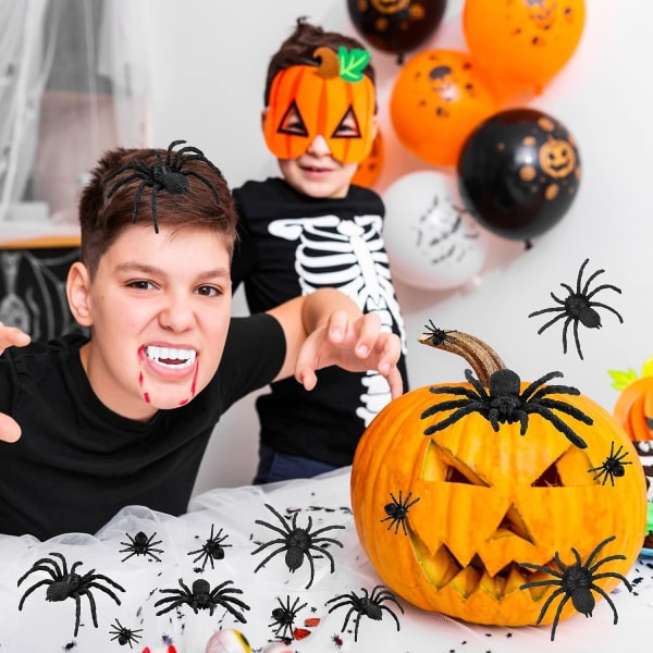 60 st stora realistiska plastspindlar Halloween realistiska plastspindelleksaker falska spindlar falska spindelskämt rekvisita skämt leksaker för Halloween dekoration