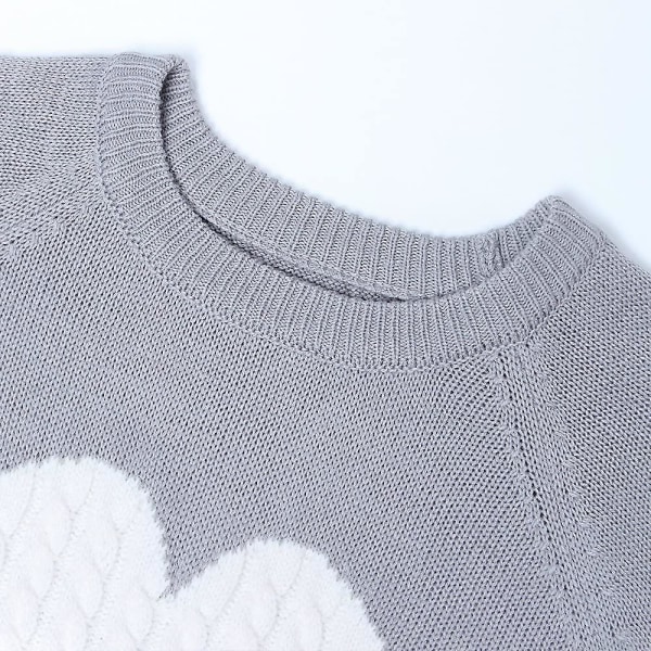 Dame Casual Hjerte Jumpere Kabelstrikket Rund Hals Sød Pullover Sweater Gave