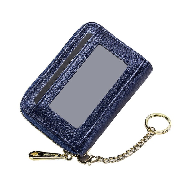 Organ Zipper Bank Card Bag, Lädernyckelväska blue