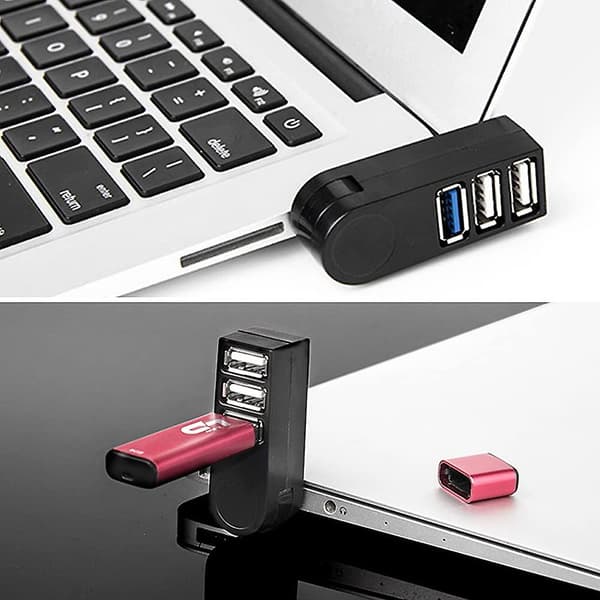 USB til 3 USB-porter 270 Roterbar Ultra Slim USB-splitter for Macbook Notebook PC USB Flash Drive HDD