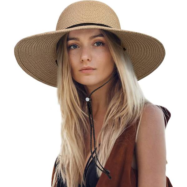 Dam solhatt bred brätte hopfällbar strandhattar för kvinnor UV-skydd sommarhalmhatt Style 1