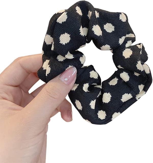 Hår Scrunchies Leopard Dot Scrunchie Animal Print Scrunchy 3 st Ponytail Holder Black  White dot