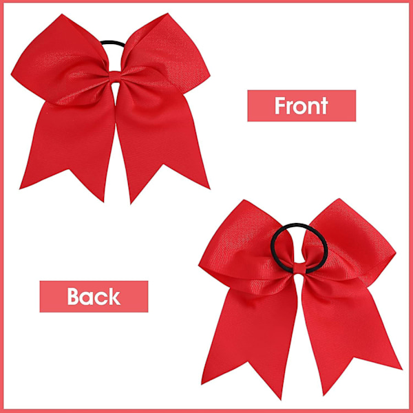 2 st stora cheer-rosetter 8 tum jumbo cheer-hårrosetter hästsvanshållare elastiskt band red