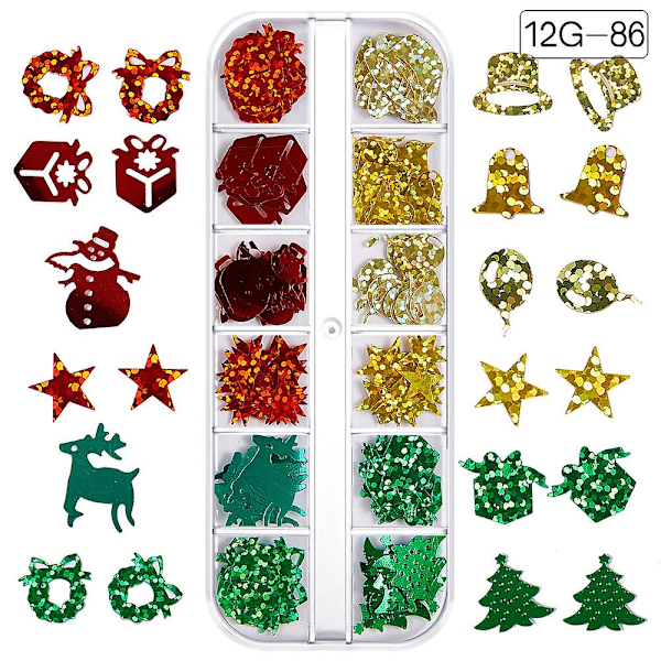 Färgade paljetter Nails Art, Glitters Thin Paillette Flakes Stickers, Christmas Nail Decals style 2