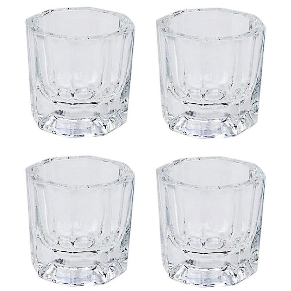 4 st Mini Glas Crystal Cup Nail Art Akryl Flytande Pulver Dappen skålen Nail Art Verktyg