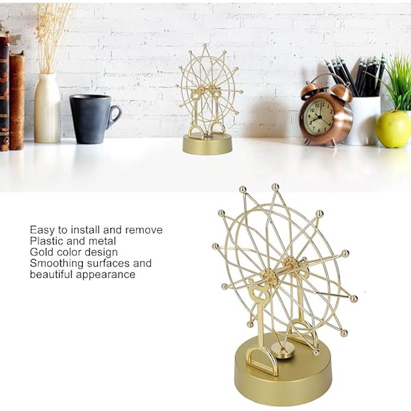 Elektronisk pariserhjul leketøy, Magnetisk rotasjon Perpetual Motion pariserhjul ball hjemmedekorasjon gull