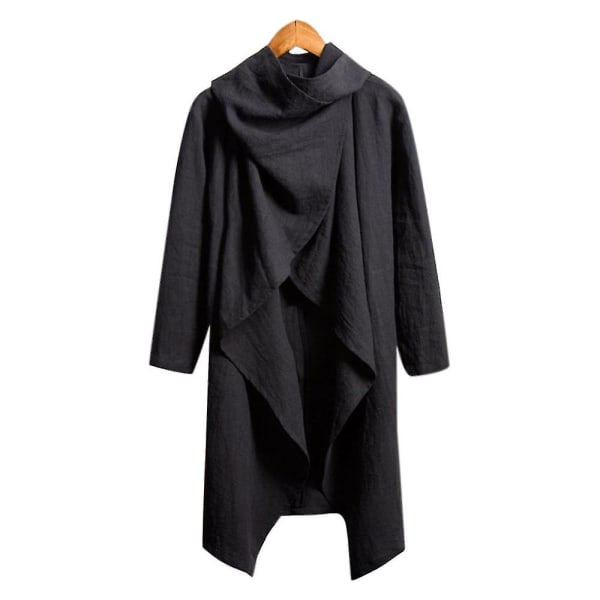 Herr långärmad ponchorock Höstvinterjacka Cape Coats Ytterkläder Black L