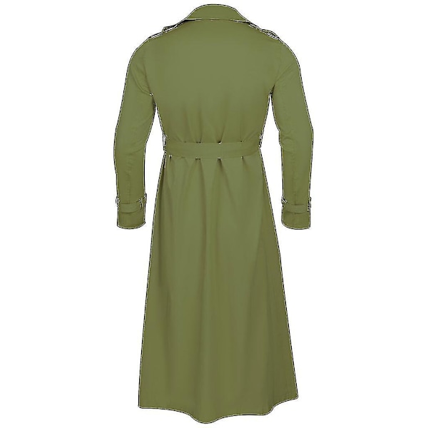 Herrar Lång Trenchcoat Krage Överrock Casual Vinterjacka Enfärgad Ytterkläder black M